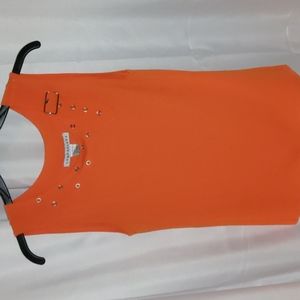 Versailles Orange Knit Top, S, Silver grommet/buckle detail